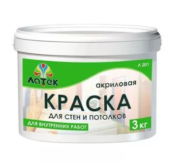 Краска Латек для стен и потолков, 3кг