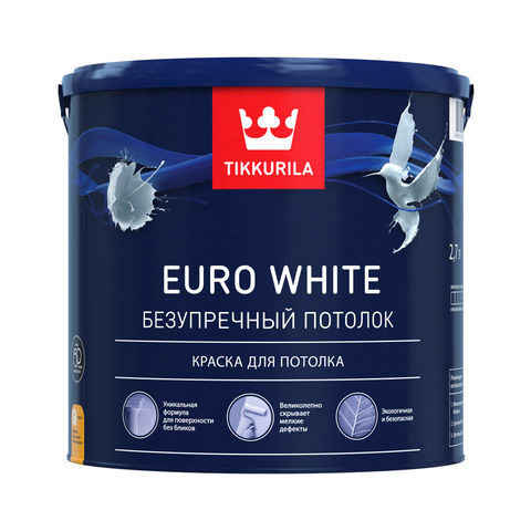 КРАСКА TIKKURILA Euro White 2.7Л д/потолка