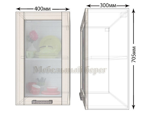 Кухонный навесной шкаф со стеклом Лофт ШВС40