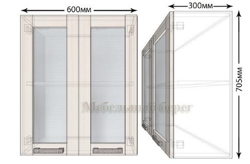 Кухонный навесной шкаф со стеклом Лофт ШВС60