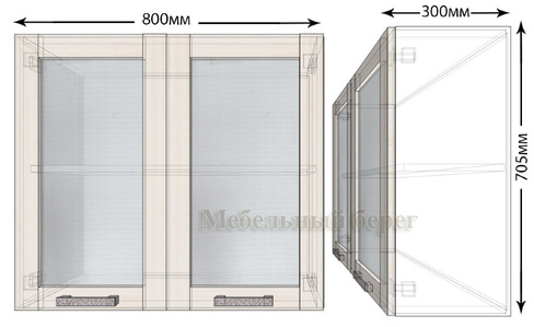 Кухонный навесной шкаф со стеклом Лофт ШВС80
