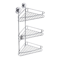 Полка угловая на вакуумных присосках в ванную трехъярусная