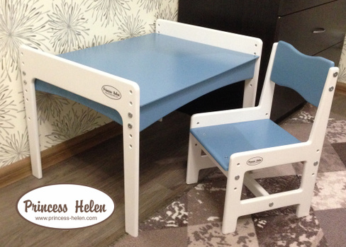 Комплект растущей детской мебели Kiddy Fox стол и стул эмаль синий