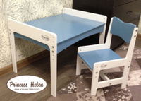 Комплект растущей детской мебели Kiddy Fox стол и стул эмаль синий