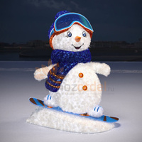 Мишурные световые фигуры Снеговик «Сноубордист»