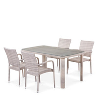 Комплект плетеной мебели T256C/Y376C-W85 Latte (4+1) + подушки на стульях AFINA GARDEN