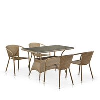 Комплект мебели из иск. ротанга T198D/Y137C-W56 Light Brown (4+1) AFINA GARDEN