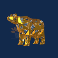 Городская Световая полигональная фигура Медведь (Золотой )