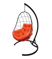 Кресло подвесное Овал (Оранжевая подушка, черный каркас) HozOtdel