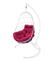 Кресло подвесное Овал (Бордовая подушка, белый каркас) HozOtdel