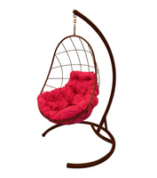 Кресло подвесное Овал (Малиновая подушка, коричневый каркас) HozOtdel