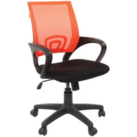 Кресло оператора "Chairman 696" PL, спинка ткань-сетка оранжевая/сиденье TW чёрная, механизм качания