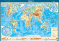 Физическая настенная карта Мира, 1:28,5М на рейках
