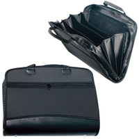 Портфель-сумка пластиковый BRAUBERG, А4+, 375х305х60 мм, на молнии, бизнес-класс, 4 отделения, 2 кармана, черн