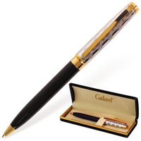 Ручка шариковая GALANT "Сonsul", подарочная, корпус серебристый/черный, золотистые детали, синяя