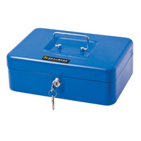 Ящик для денег, ценностей, документов, печатей BRAUBERG, 90х180х250 мм, с ключевым замком, синий