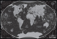 Карта Мира черно-белая на заказ, 150*100 см