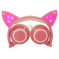 Светящиеся наушники "Кошачьи ушки", розовый корпус