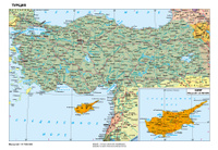 Административная карта Турции 70х50 см, 1:2 400 000