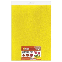 Цветной фетр для творчества, 400х600 мм, BRAUBERG, 3 листа, толщина 4 мм, плотный, желтый