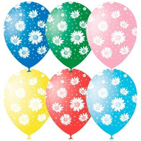 Воздушные шары, 25шт., M12/30см, Поиск "Ромашки", пастель+декор, растровый рисунок