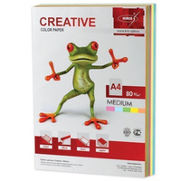 Бумага CREATIVE color (Креатив) А4, 80 г/м2, 250 л, (5 цв.х50 л) цветная медиум, БОpr-250r