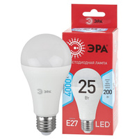 Лампа светодиодная ЭРА, 25(200)Вт, цоколь Е27, груша, нейтральный белый, 25000 ч, LED A65-25W-4000-E27, Б00480