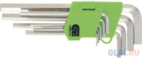 Набор ключей имбусовых HEX, 1,5–10 мм, 45x, закаленные, 9 шт., короткие, никель.// Сибртех
