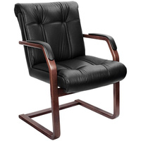 Конференц-кресло Paris С черное/темный орех (натуральная кожа с компаньоном, дерево темный орех)