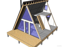 Строительство Дома в стиле A-frame (Дом-шалаш) 6х6 м терраса 2 м