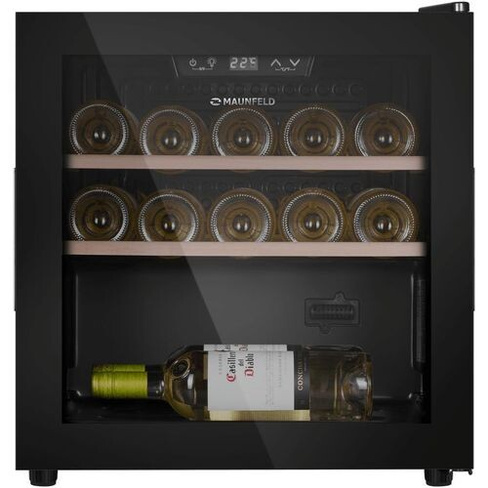 Винный шкаф однокамерный MAUNFELD MFWC-40S14 вместимость: 14 бутылок, черный