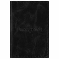 Обложка для паспорта натуральная кожа пулап, "Passport", кожаные карманы, черная, BRAUBERG, 238198