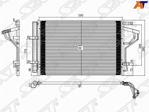 Радиатор кондиционера HYUNDAI I30 12-/ELANTRA 10-/KIA CEED 12-/FORTE 12- SAT