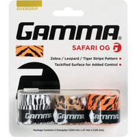 Намотка на ручку теннисной ракетки GAMMA Safari Zebra/Leopard/Tiger 3 шт в упаковке