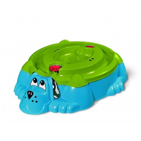 Песочница-бассейн PalPlay (Marian Plast) Собачка с крышкой 432, 116.5х65.5 см, голубой/зеленый